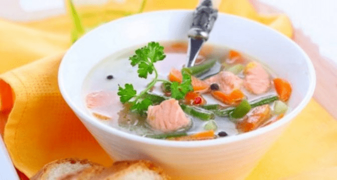 sopa de pescado con dieta proteica